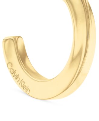 Gold-Tone Stainless Steel Small Twist C-Hoop Earrings, 0.86" 