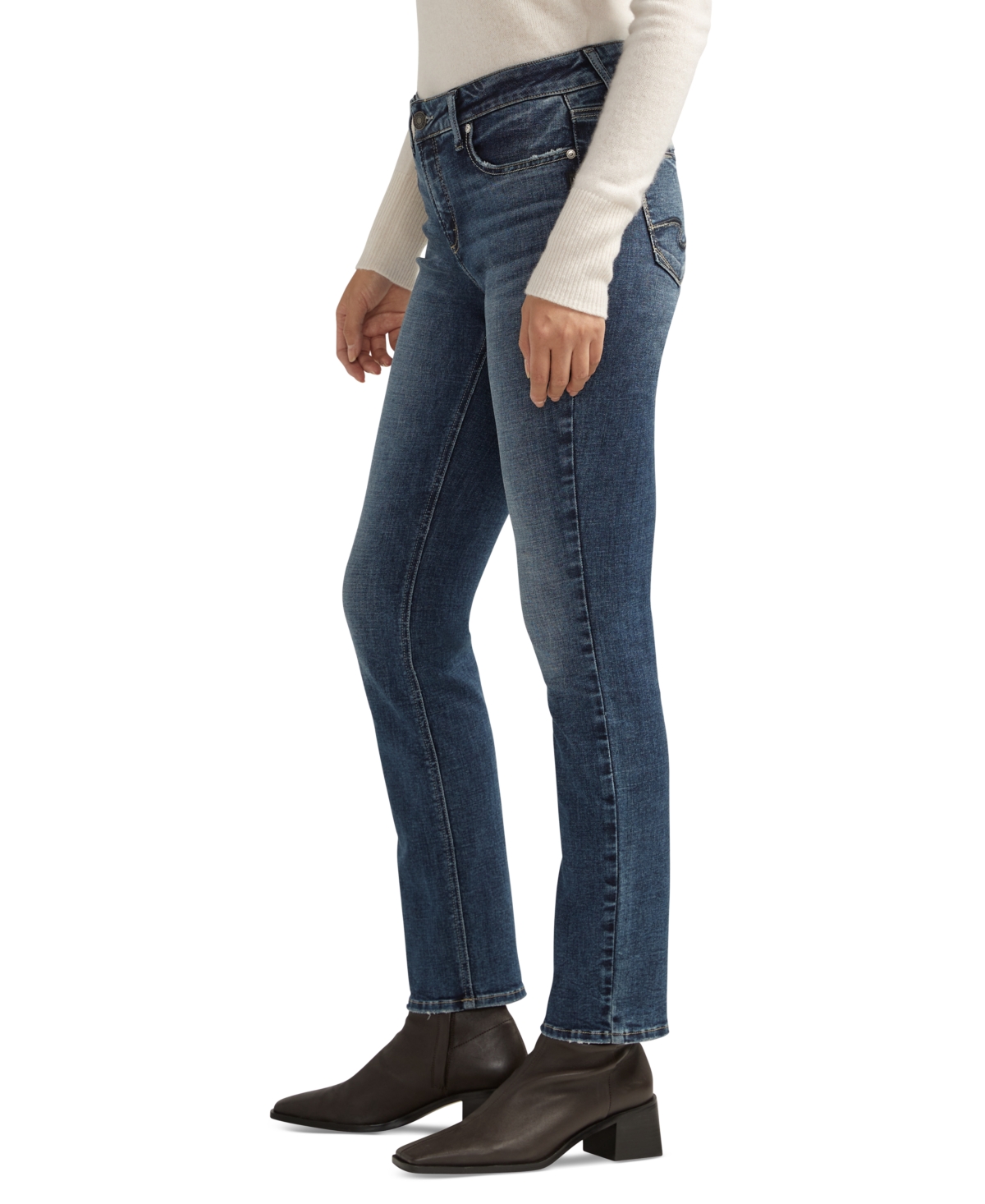 Silver Jeans Co. Women's Elyse Mid-Rise Comfort Fit Straight Jeans