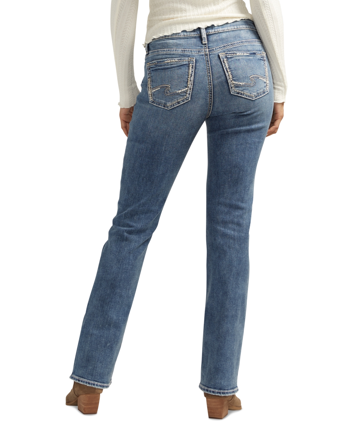 Silver Jeans Co. Women's Elyse Mid-Rise Comfort Fit Slim Bootcut Jeans