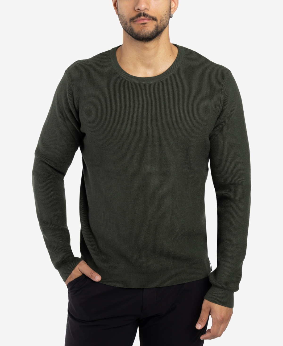 Men's Ribbed Crew Neck Sweater - Mustard