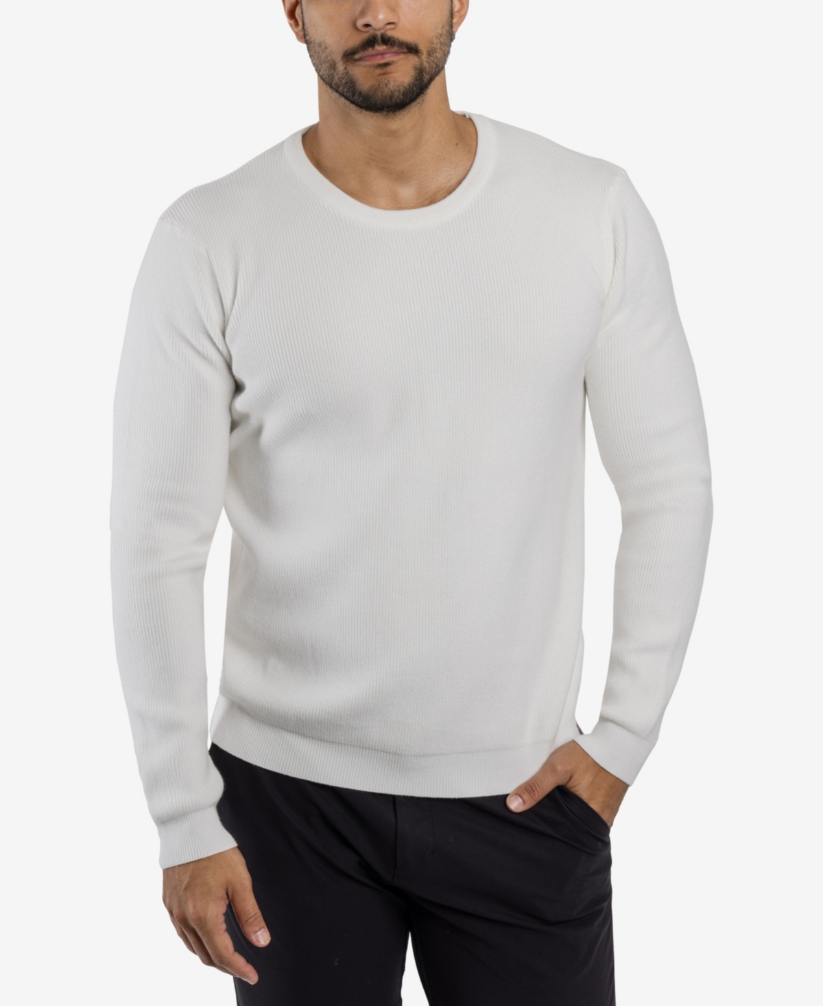 Men's Ribbed Crew Neck Sweater - Mustard