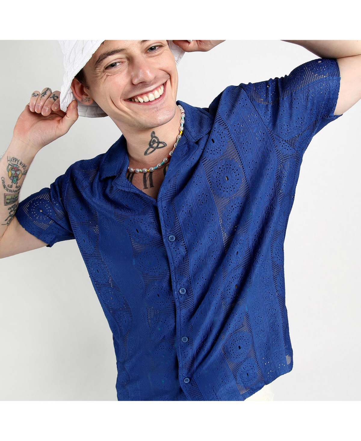 Campus Sutra Men's IndigoMandala Shirt - Blue
