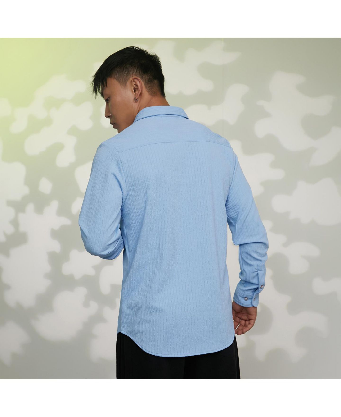 Мужская рубашка Cahoot Campus Sutra Baby Blue Stripe-Creased, цвет: Синий — фото 7
