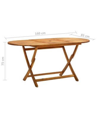 Folding Patio Table 63"x33.5"x29.5" Solid Wood Acacia