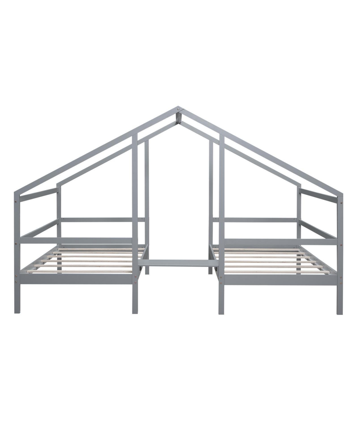 Slickblue Double Twin Size Triangular House Beds with Built-In Table for Kids' Room