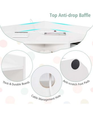 20" MDF Wood 3-Tier Kids Corner Toy Storage Cabinet 9 Cubbies + USB Ports & Outlets Multi-Functional Organizer for Playroom