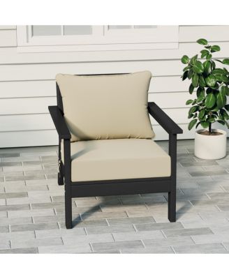 Outdoor Modern HDPE Patio Black Club Chair with Deep Seat Cushions