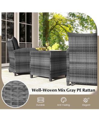 5 Piece Patio Rattan Furniture with 2 Ottomans & Coffee Table