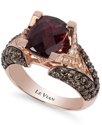 Le Vian Raspberry Rhodolite® Garnet (3 ct. .), Chocolate Diamonds®  (1-1/5 ct. .) and White Diamond Accent Ring in 14k Rose Gold & Reviews -  Rings - Jewelry & Watches - Macy's