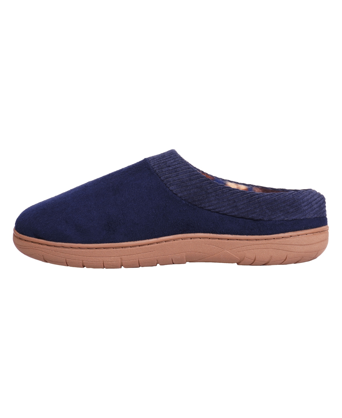 Weatherproof Men's Microsuede Clog with Corduroy Collar Fleece Plaid Liner and Indoor-Outdoor Sole Shoe