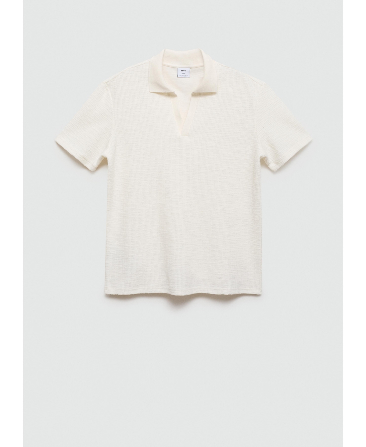 Mango Openwork Stripe Polo Sweater In Ecru