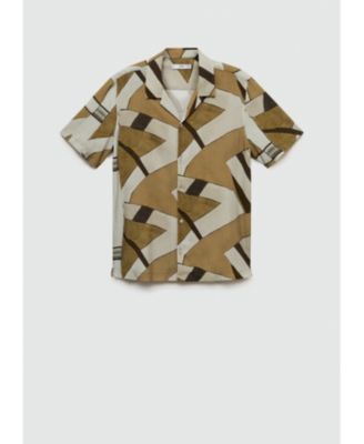 Men's Bowling Collar Printed Flowing Shirt