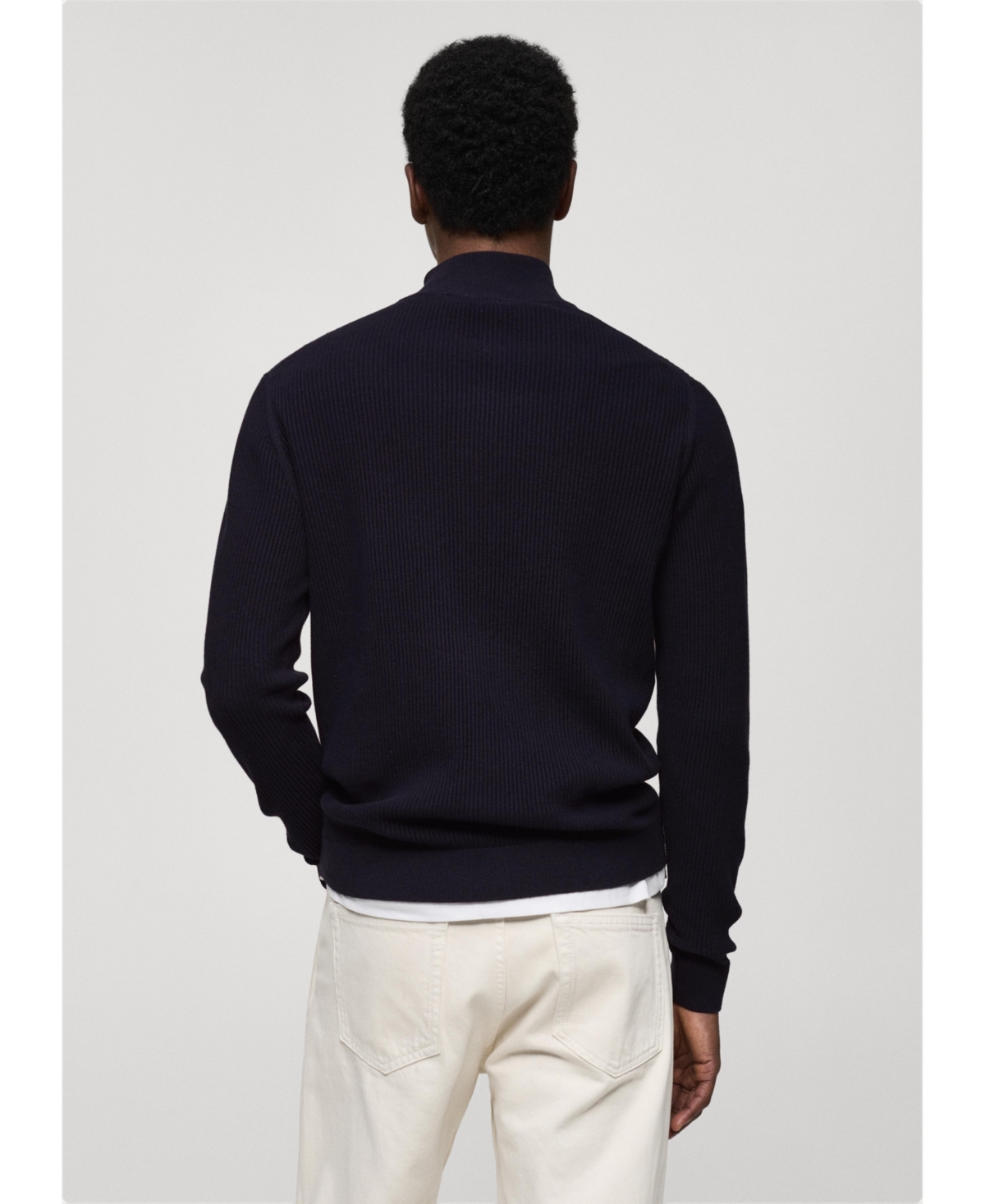 Mango Perkins Half Zip Sweater In Khaki