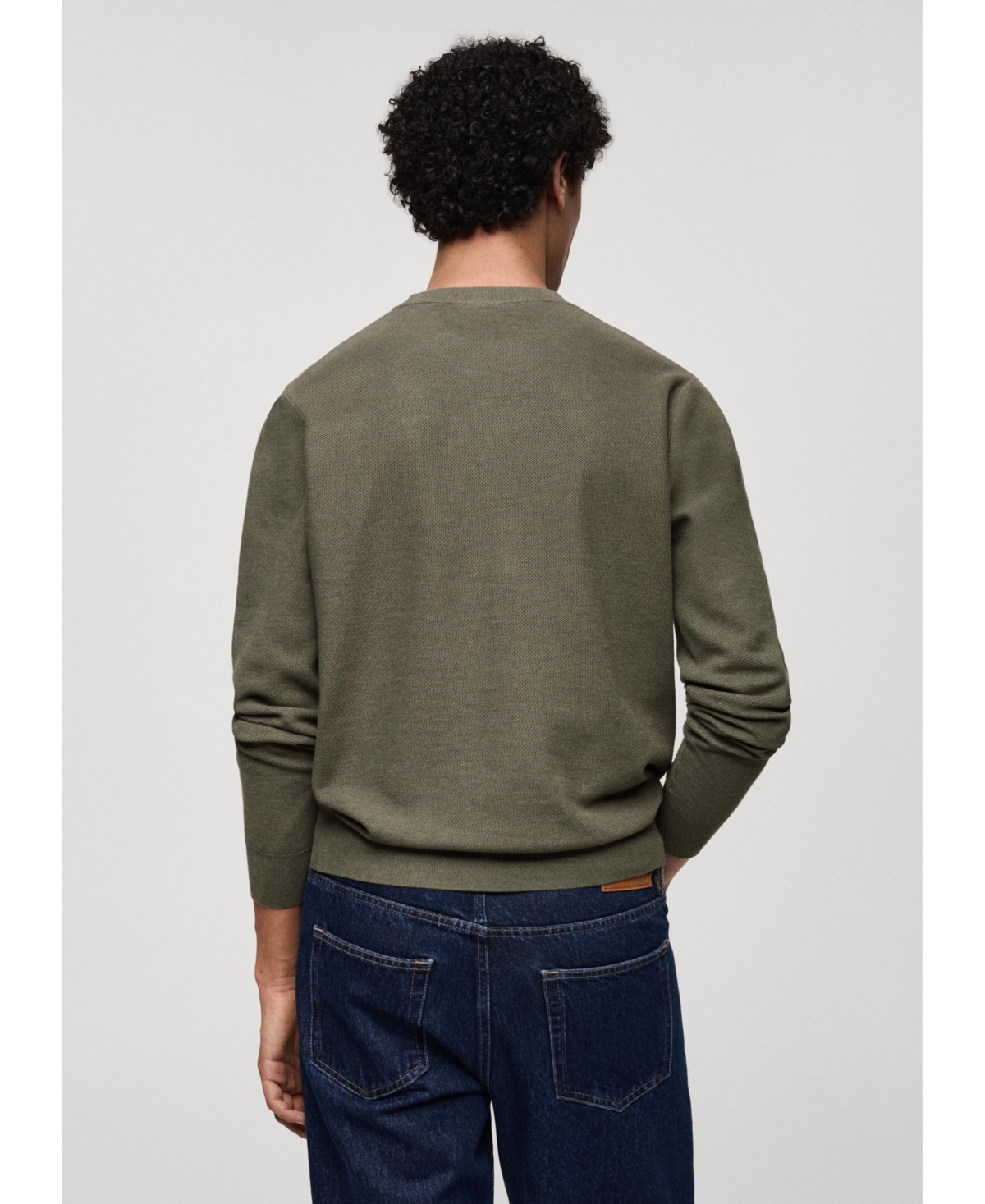 Mango Microstructure Crewneck Sweater In Sand