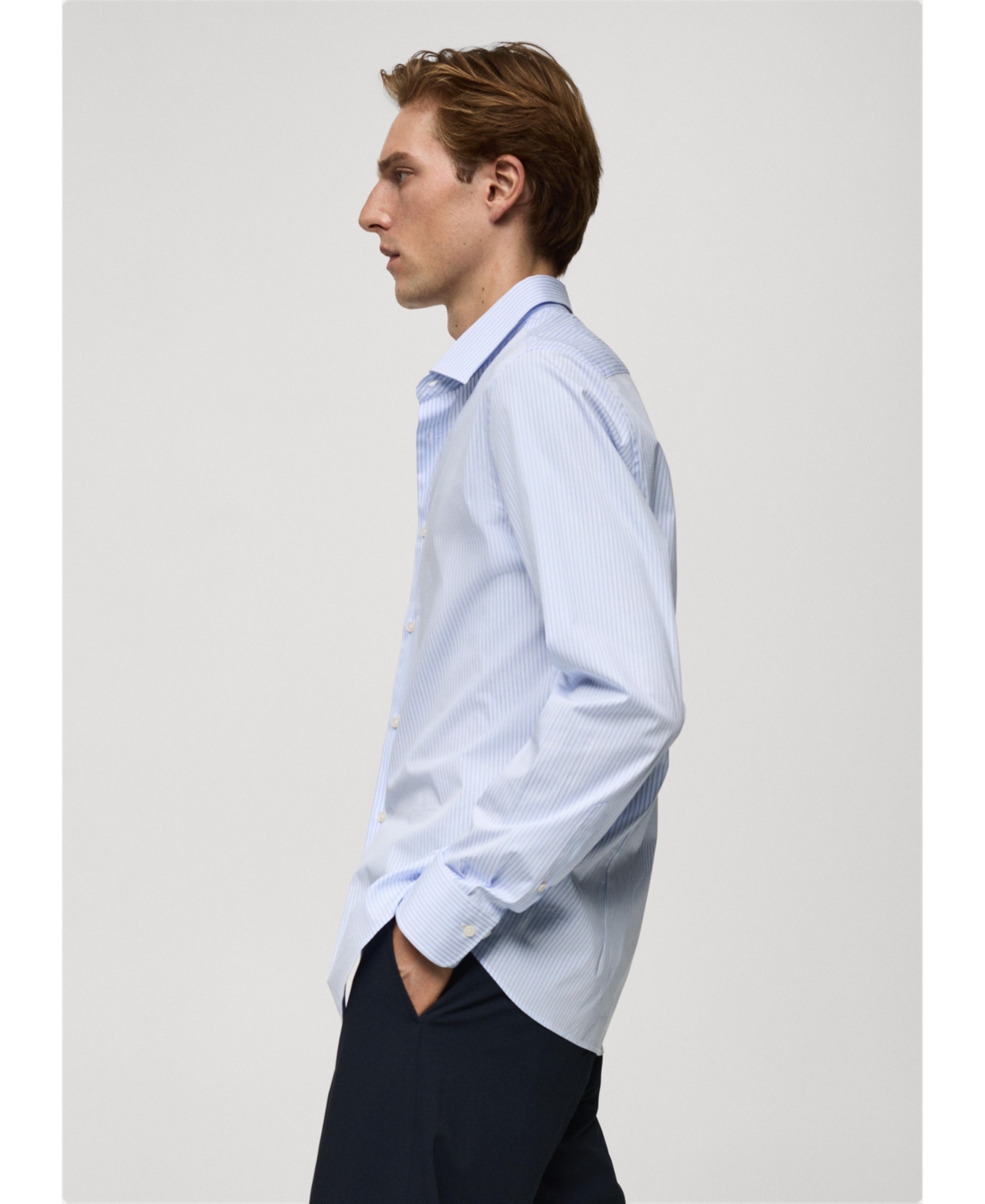 Mango Men's Fine-Striped Cotton Shirt