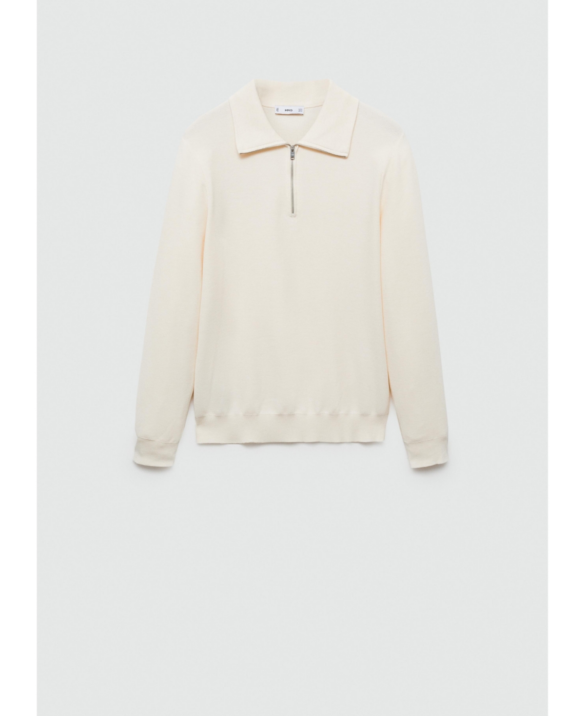 Mango Men's Zipper Neck Knitted Polo Shirt In Sand
