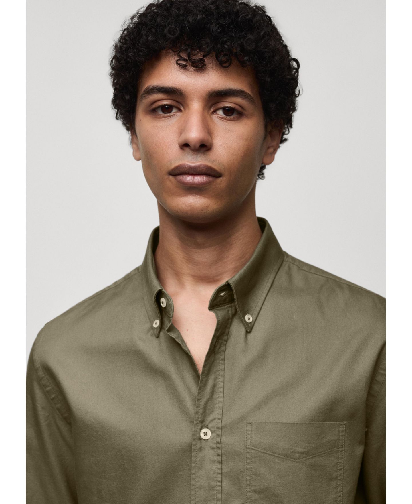 Мужская рубашка Mango Oxford Cotton, цвет: Фиолетовый — фото 9