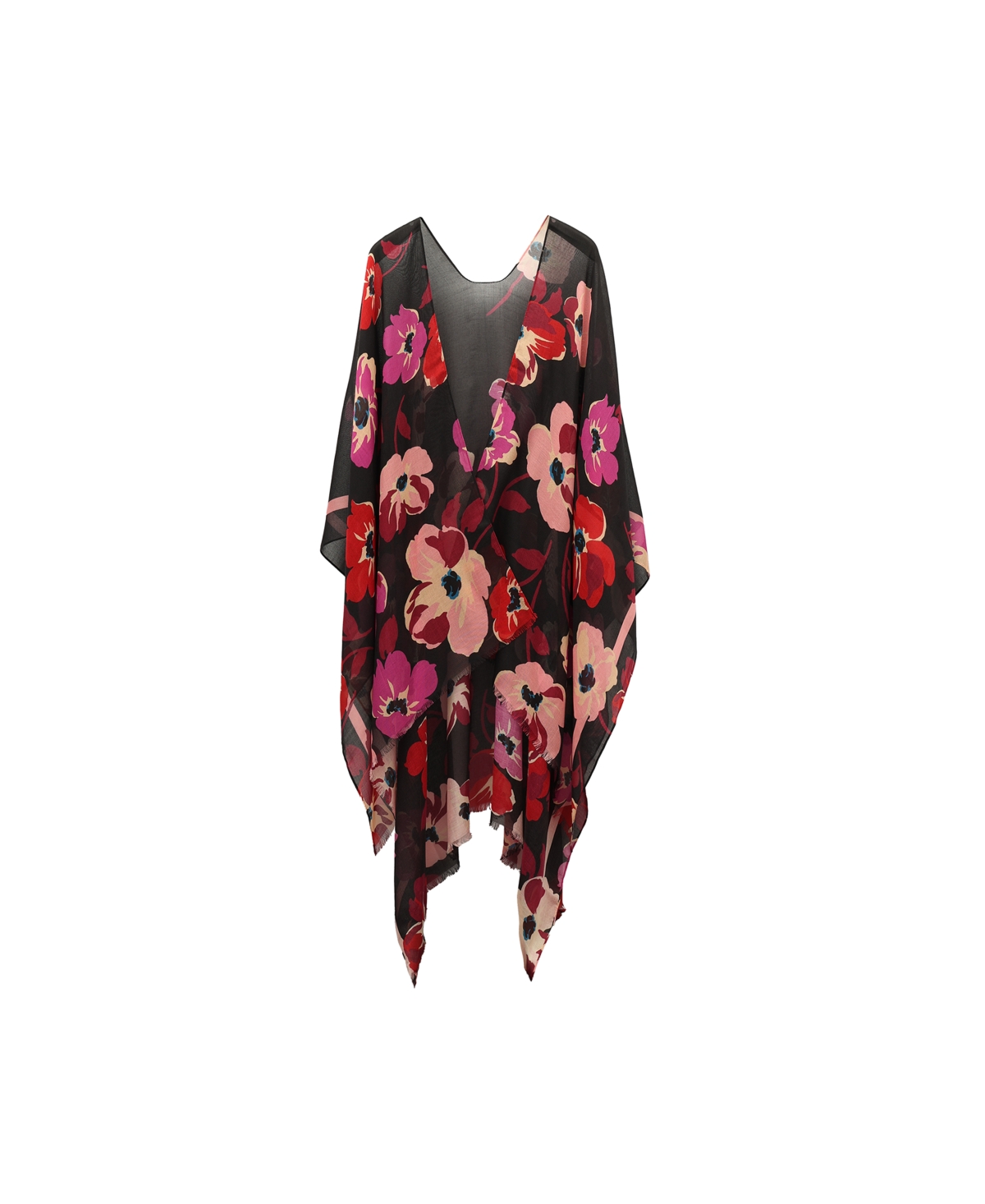 Kate Spade Fall Poppies Ruana In Black
