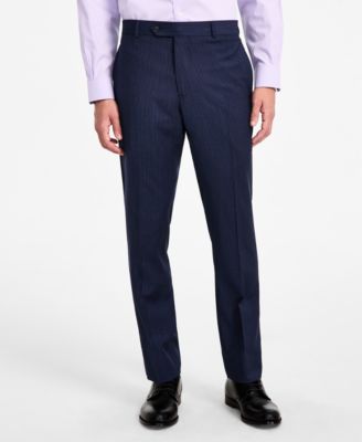 Men's Pinstriped Wool-Blend Stretch Classic-Fit Suit Separates Pant