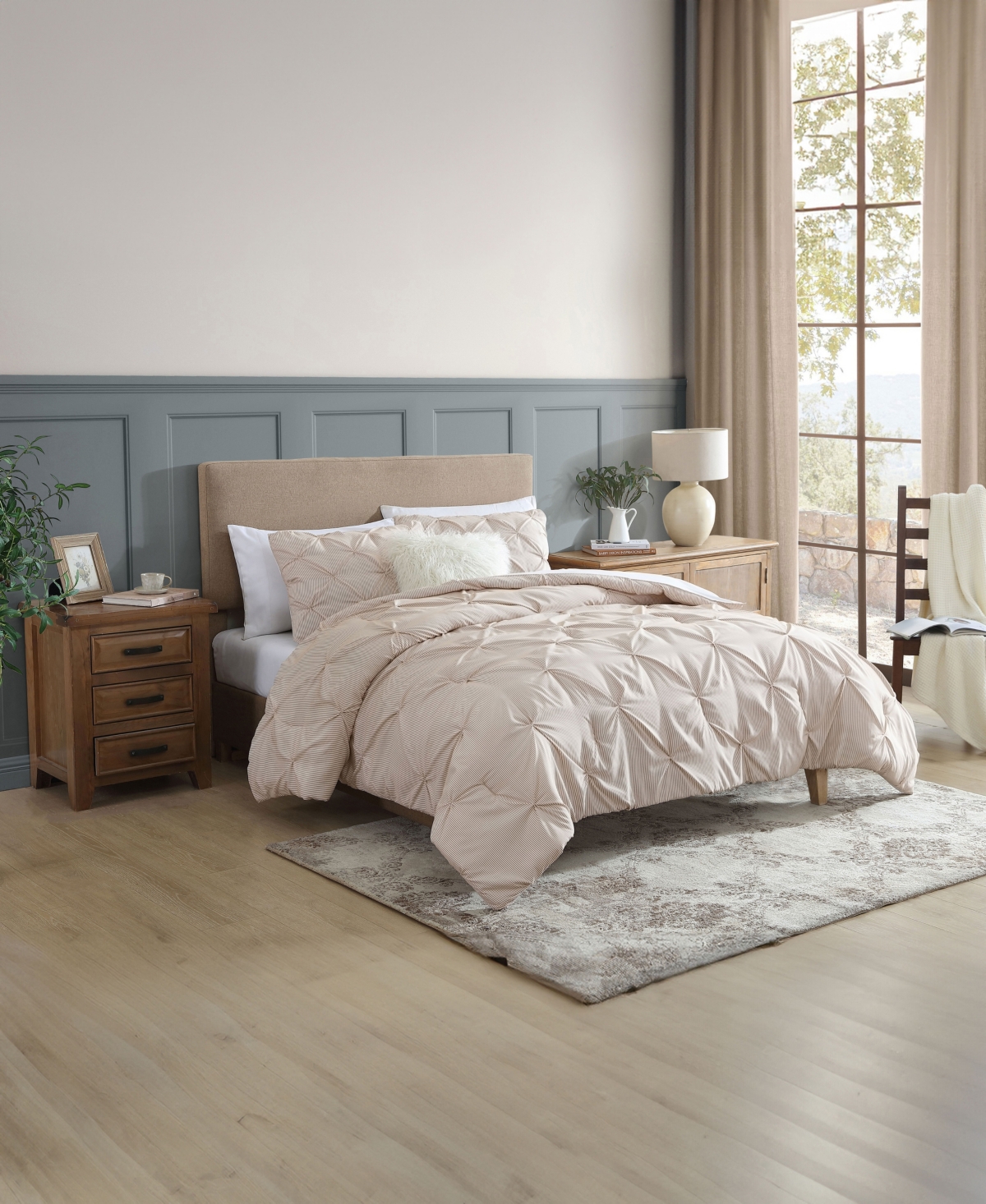 SWIFT HOME CLASSIC STRIPES PINTUCK 3-PC. COMFORTER SET, KING 