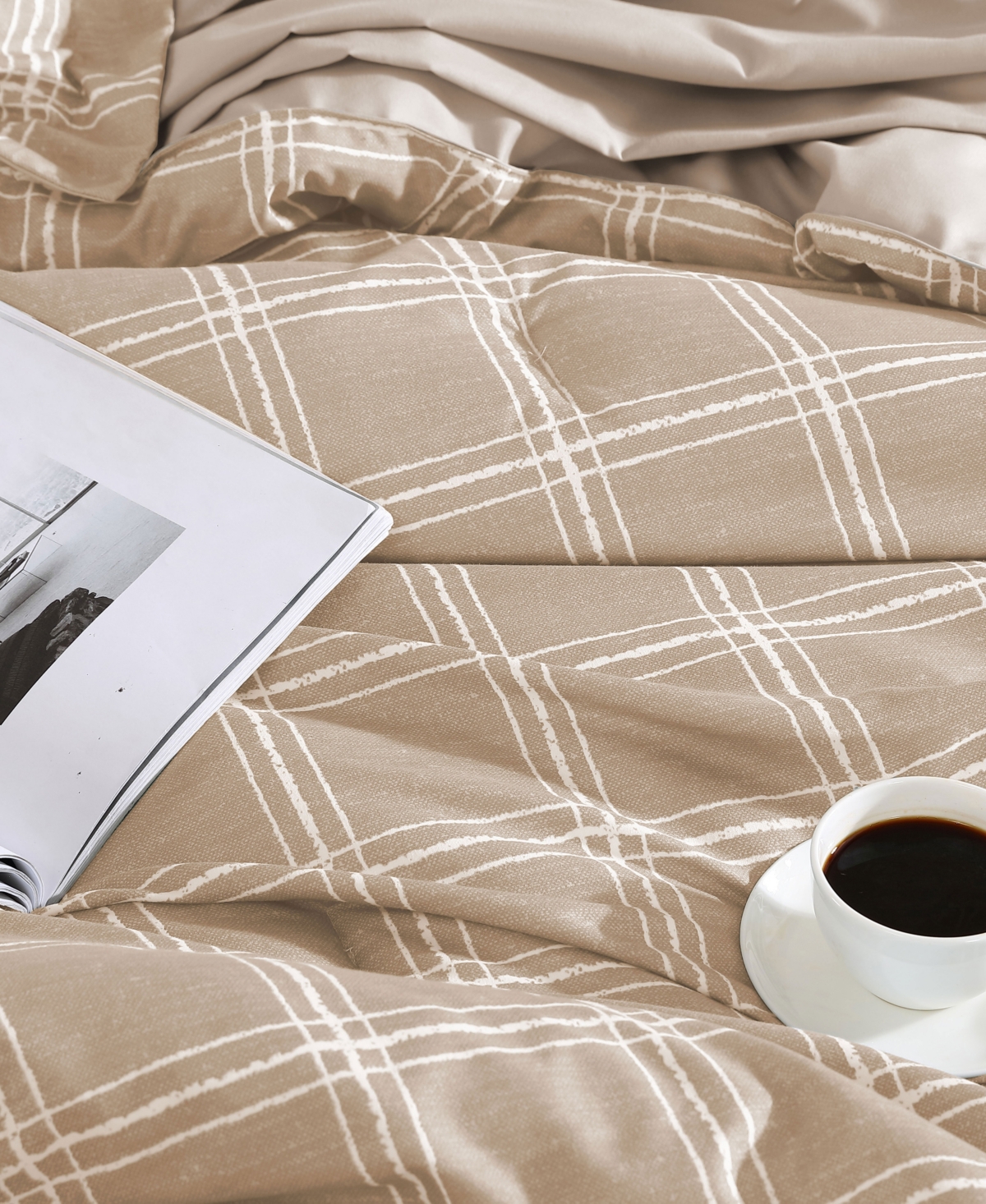 Swift Home Grid Plaid Reversible 7-pc. Comforter Set, Queen In Taupe