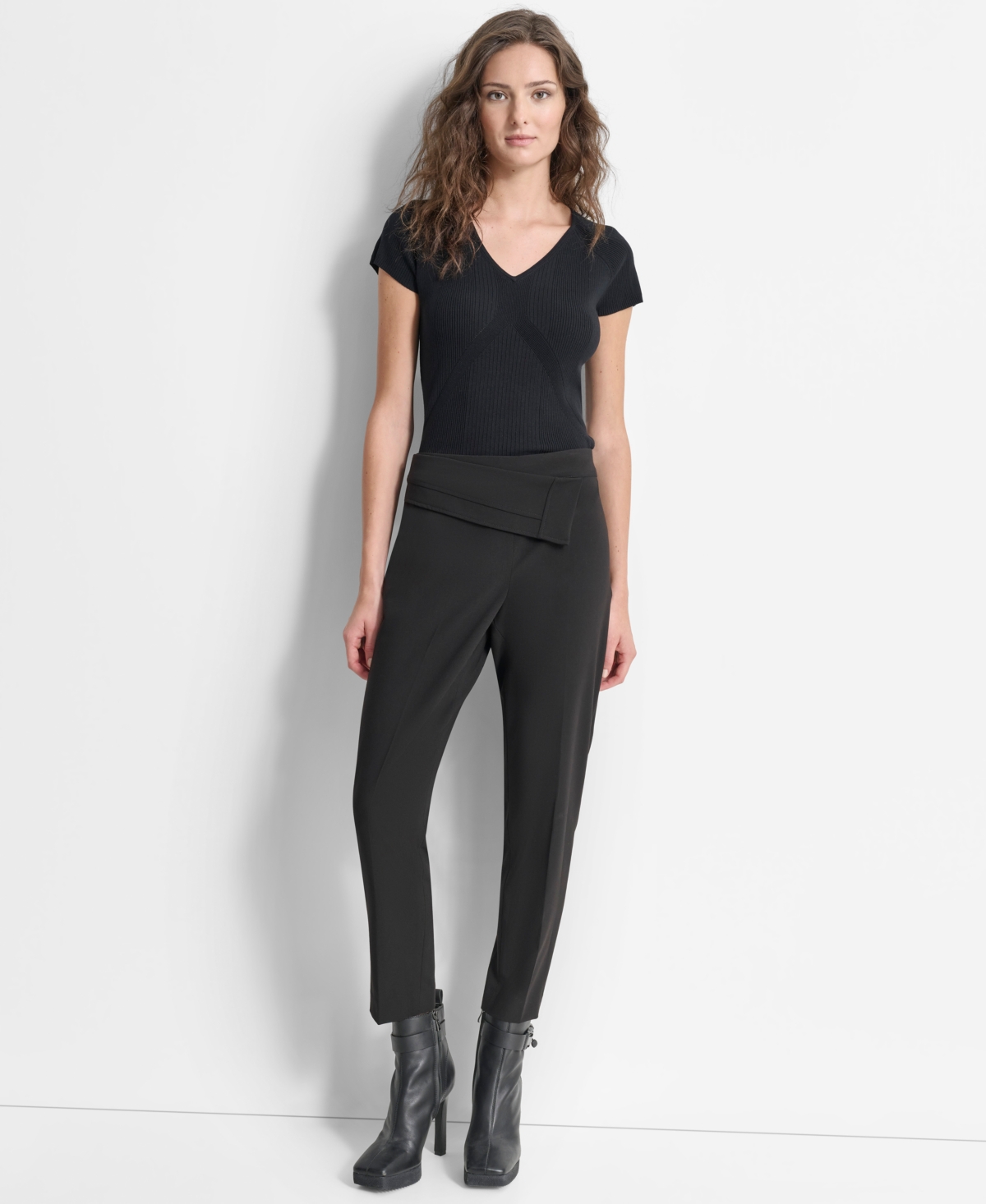 Dkny Women's Pyrn Foldover-Waist Ankle Pants