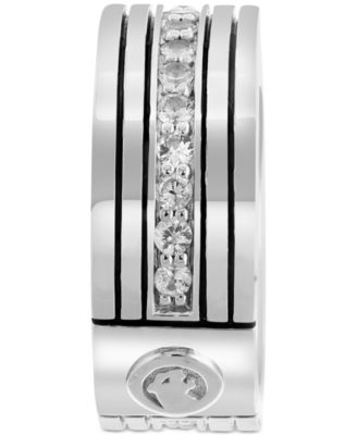 EFFY&reg; Men's Zircon Multirow Etched Band (1-1/5 ct. t.w.) in Sterling Silver