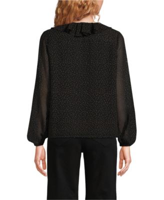 Women's Chiffon Ruffle Front Pleated Blouse