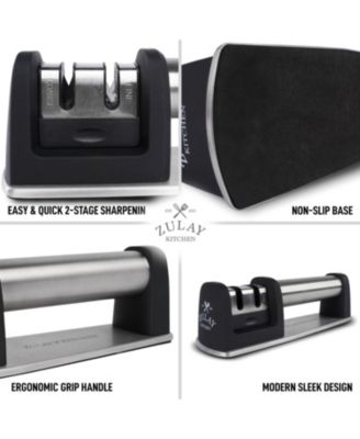 Premium Quality Knife Sharpener for Straight and Serrated Knives Stainless Steel Ceramic and Tungsten