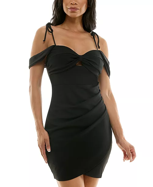 juniors' cold-shoulder bodycon dress