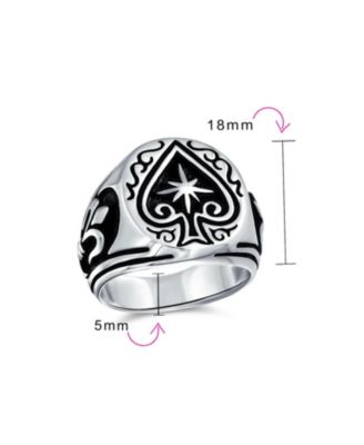 Large Good Luck Black Ace Of Spade Ring .925 Sterling Silver