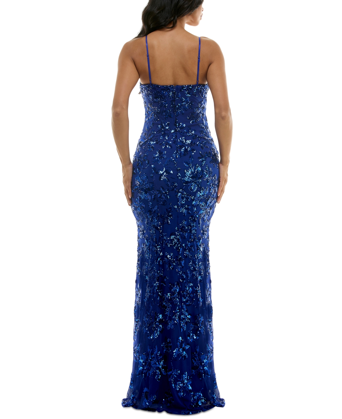 Emerald Sundae Juniors' Floral-Sequined Gown