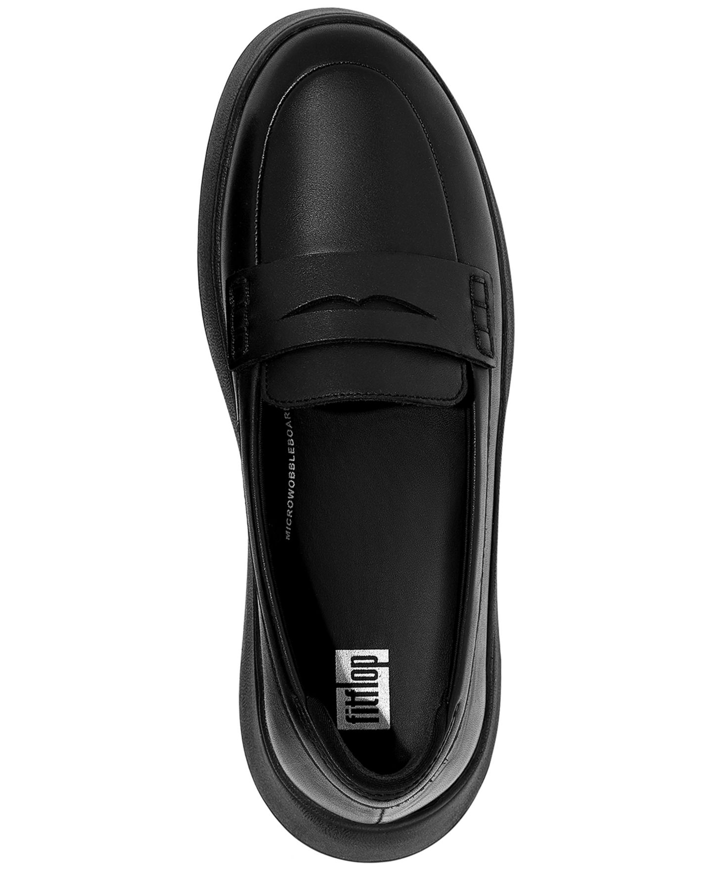 Женские туфли FitFlop F-Mode Leather Flatform Loafer Flats, цвет: Чёрный — фото 4