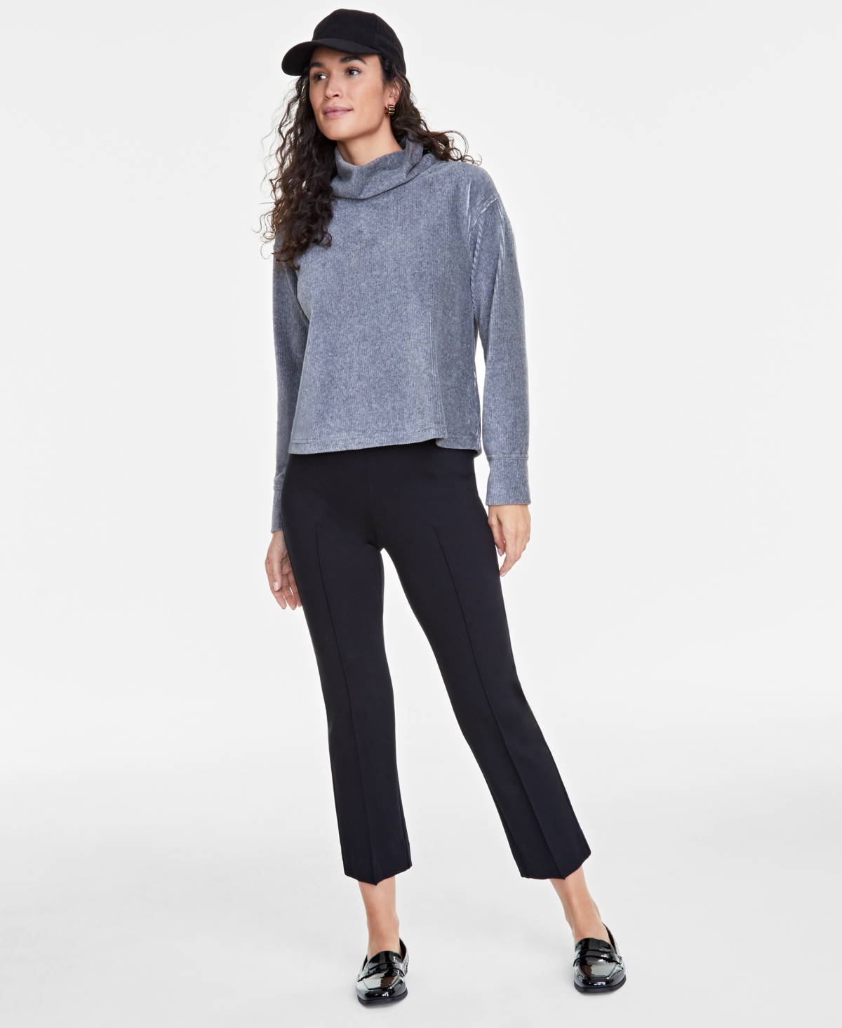 ON 34TH WOMEN'S RIBBED VELOUR TURTLENECK TOP, CREATED FOR MACY'S 