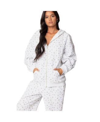 Womens Bouquet Oversized Zip Up Hoodie