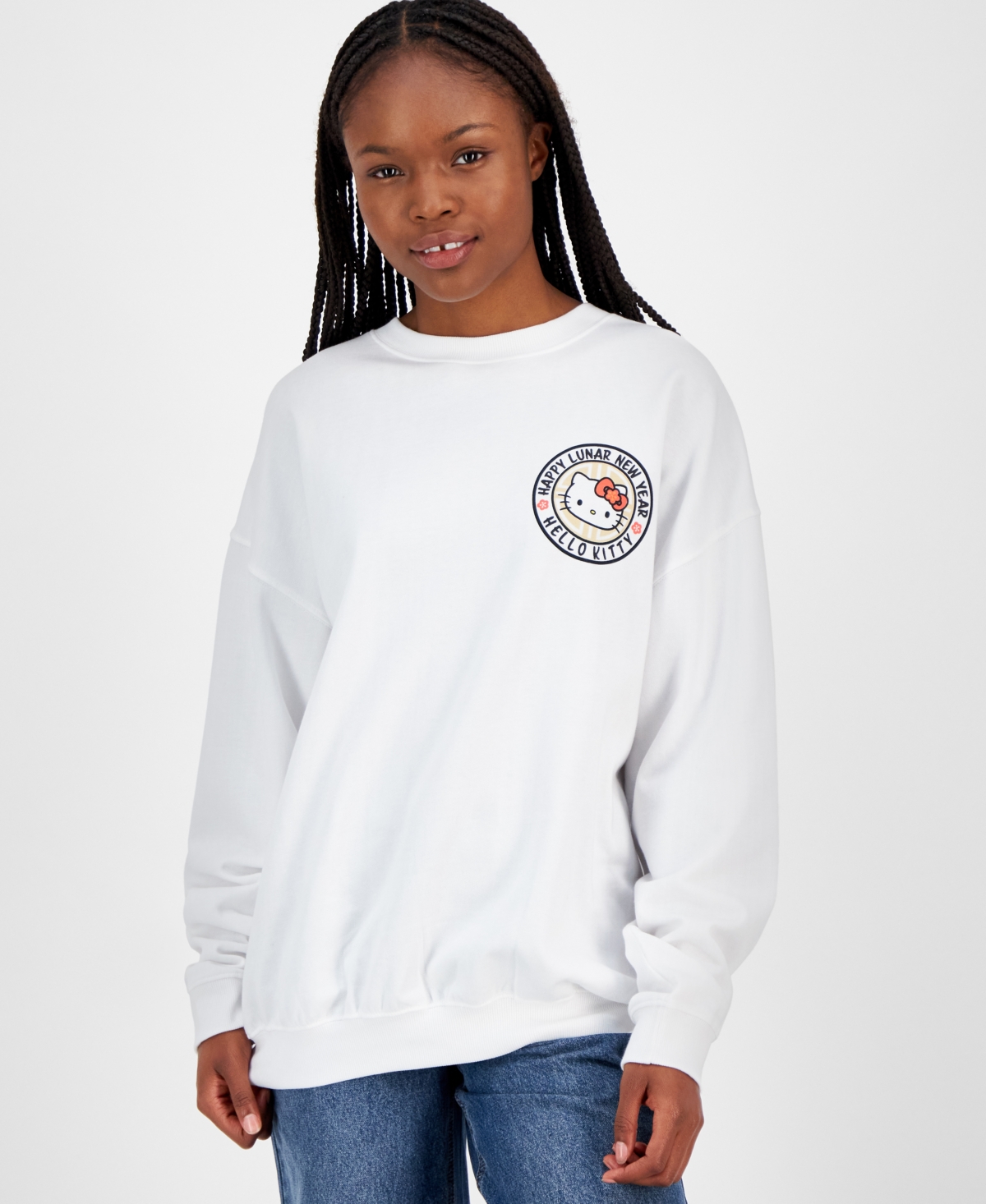 Juniors' Hello Kitty Lunar New Year Graphic Sweatshirt - White