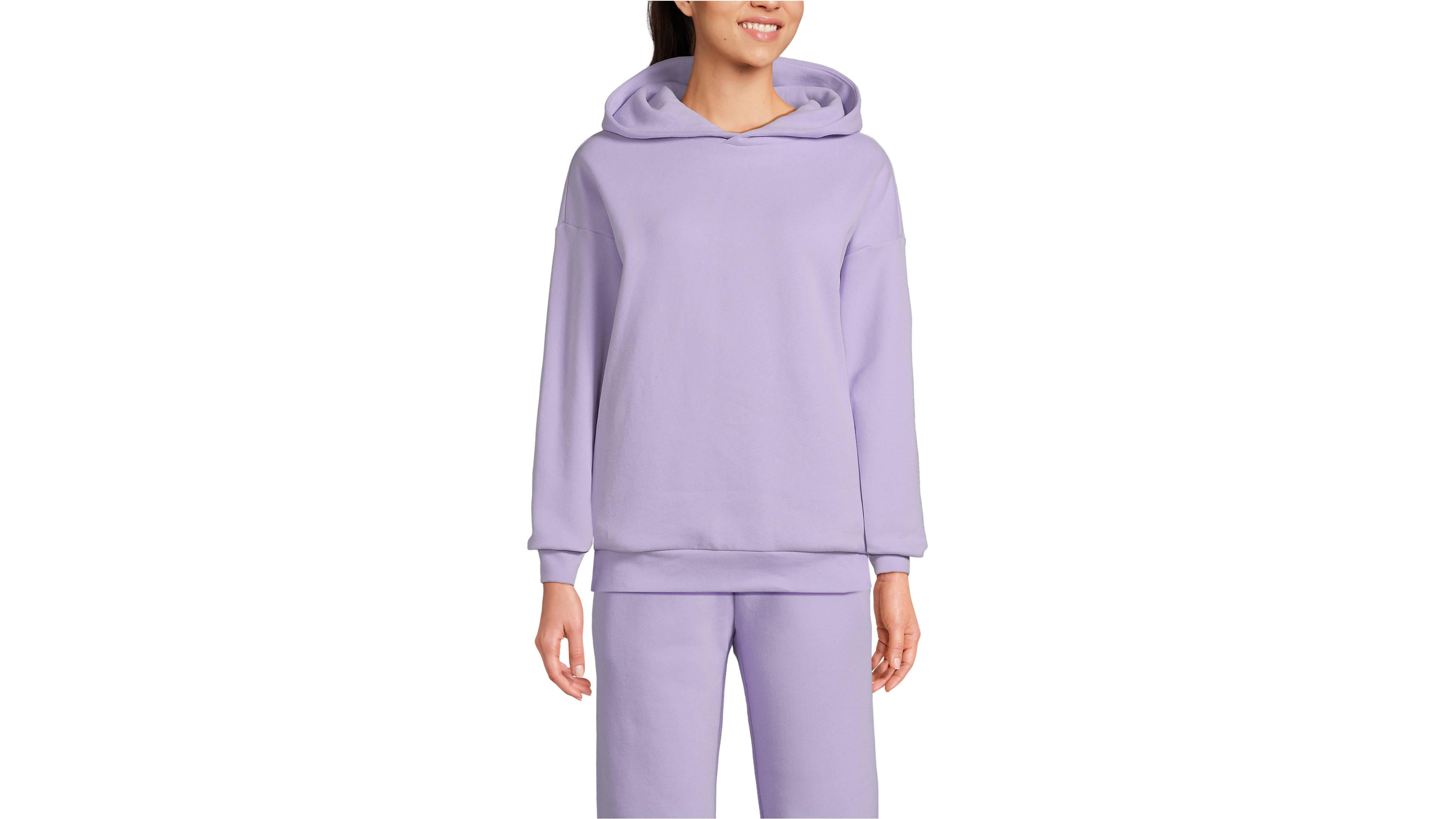 Lands' End Women's Serious Sweats Oversized Long Sleeve Hoodie Sweatshirt - Set Top