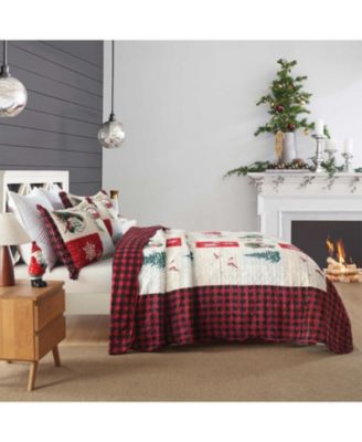 3 Pc Velvet Quilted Oversized Christmas Quilt Set King