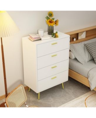 4-Drawers Dark Brown Chest of Drawer Accent Storage Cabinet