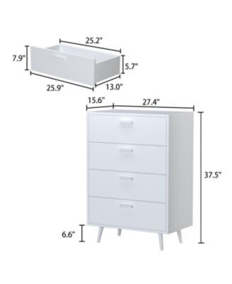 4-Drawers Dark Brown Chest of Drawer Accent Storage Cabinet