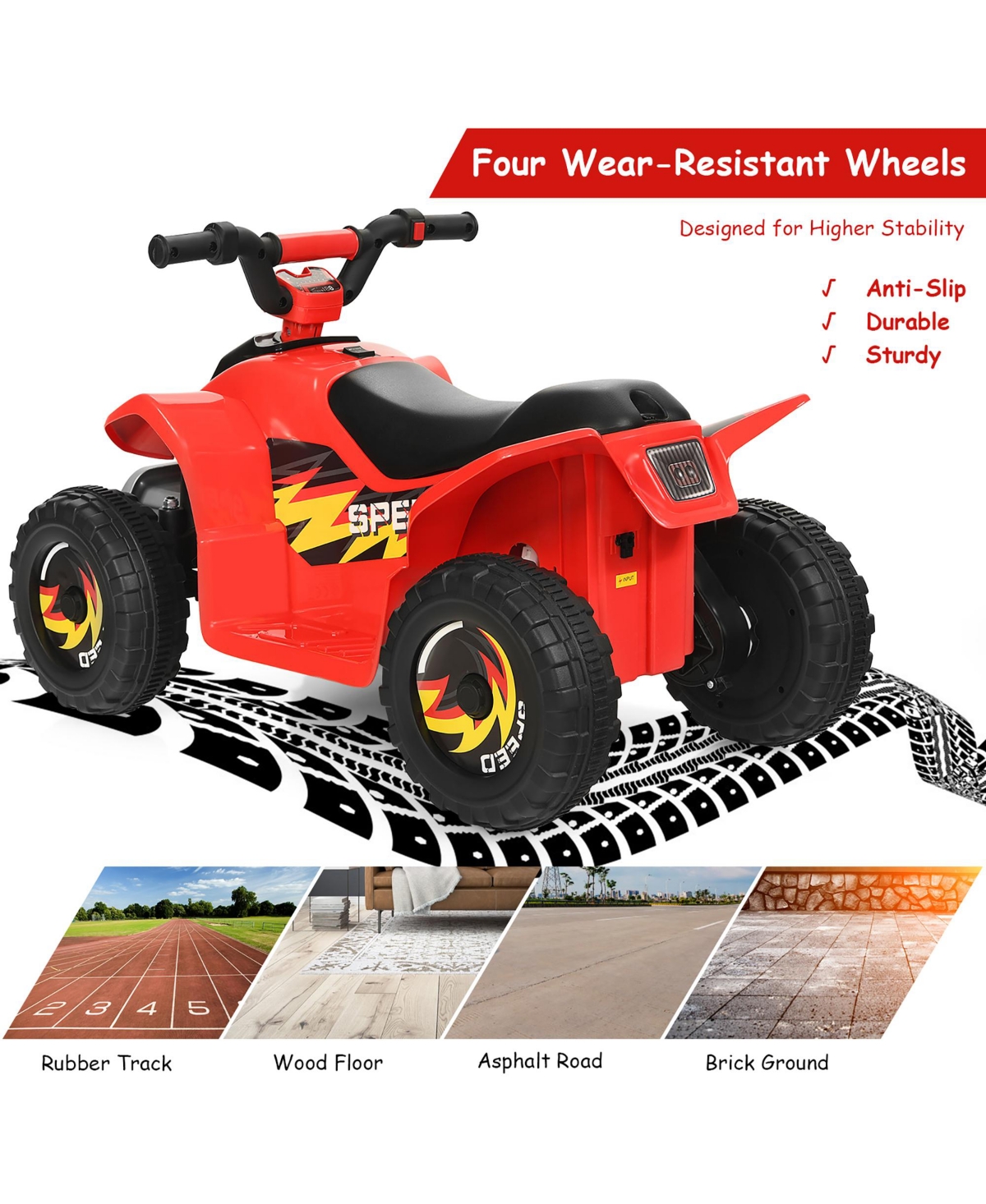Costway 6V Kids Electric Quad Atv 4 Wheels Ride On Toy Toddlers Forward&Reverse