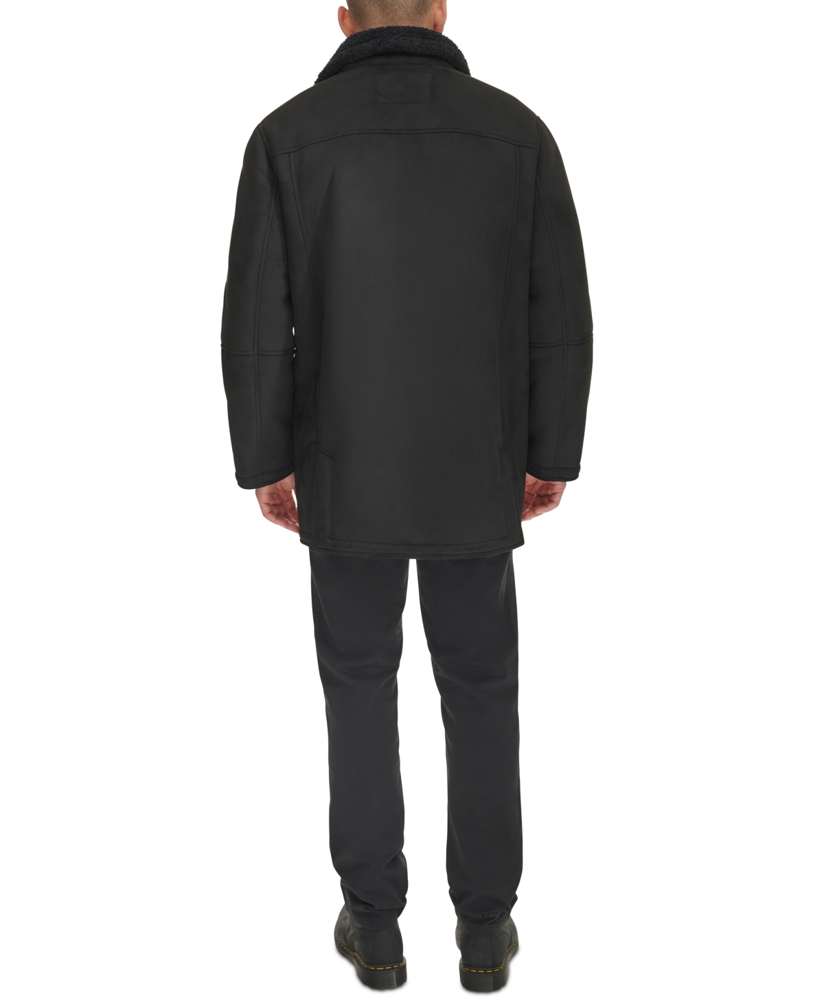 Dockers Men's Faux-shearling Coat In Black