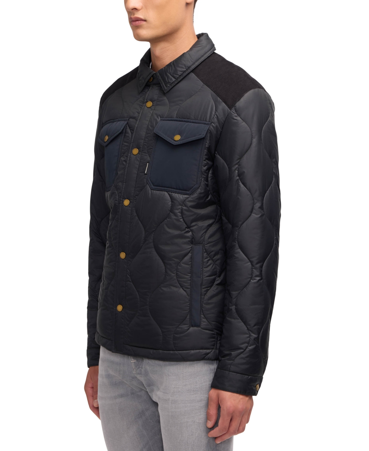 Scotch & Soda Ivik Padded Colorblocked Snap Front Shirt Jacket