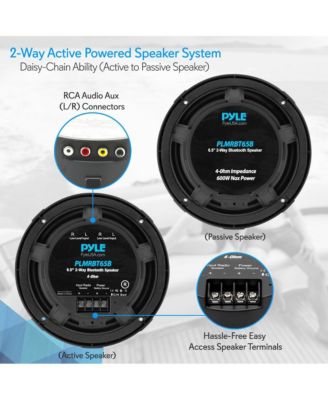 6.5" Bluetooth Marine Speakers, Waterproof, 600 Watt, 2-Way Coaxial System