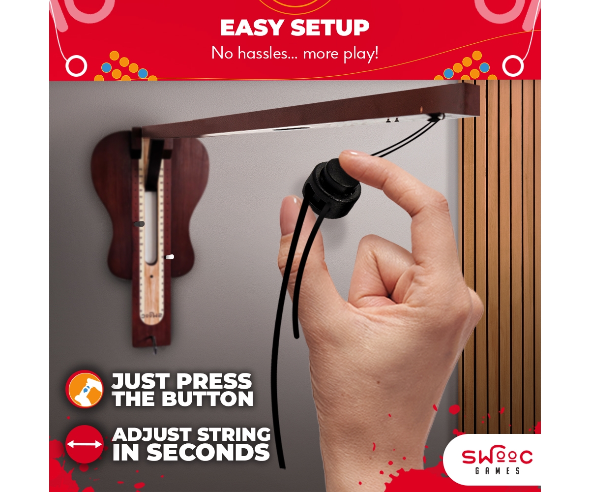 Swooc Hook and Ring Game - Guitar Game Room Wall Decor - Stylish Folding Design - Weather Resistant - Easy Adjust String