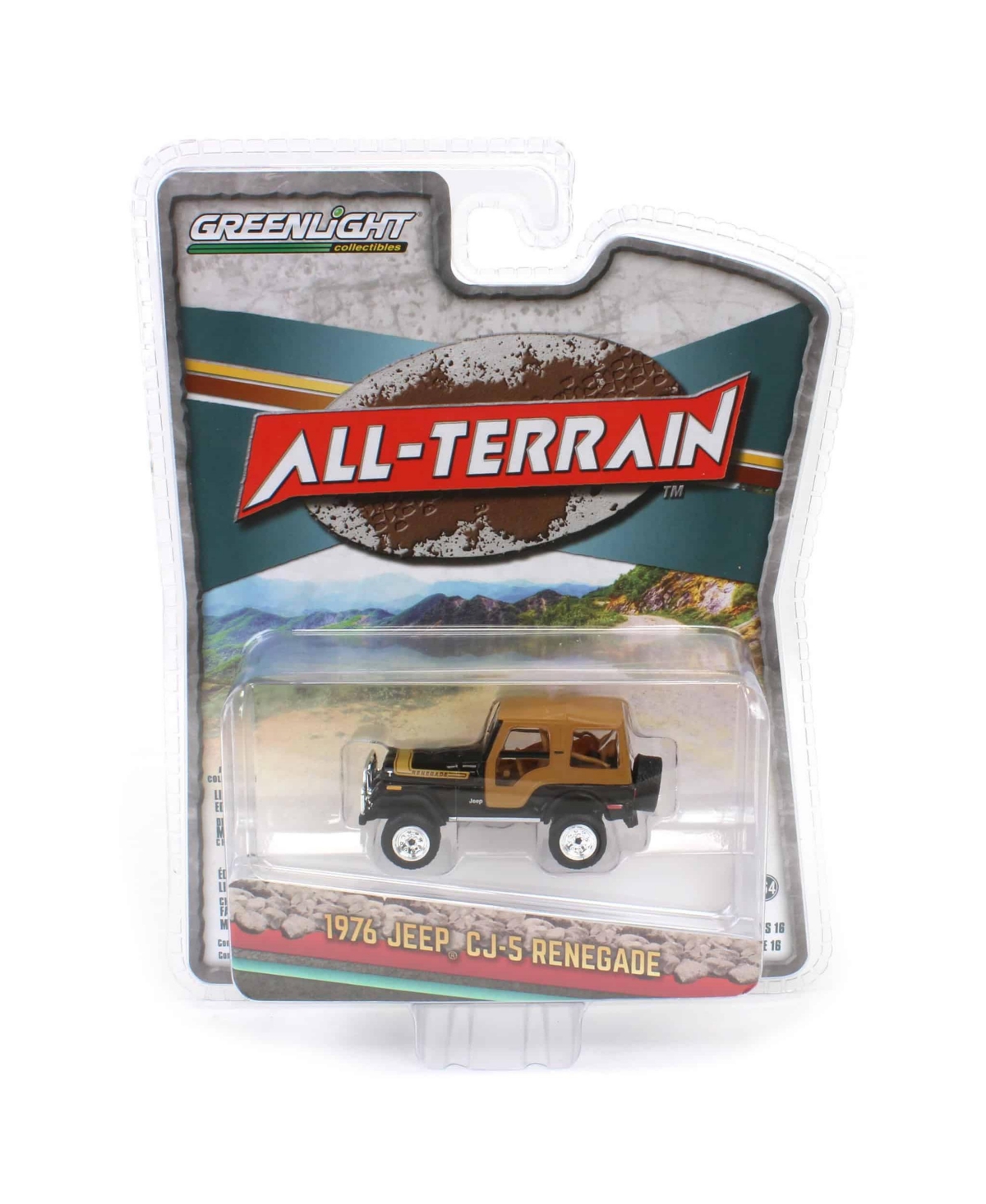 Greenlight Collectibles 1/64 1976 Jeep Cj-5 Renegade Lifted Off-Road BumperAll-Terrain 16 - Black