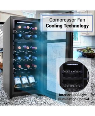 18-Bottle Dual-Zone Wine Cooler with Digital Touch Controls, Airtight Seal & Standing Bottle Storage