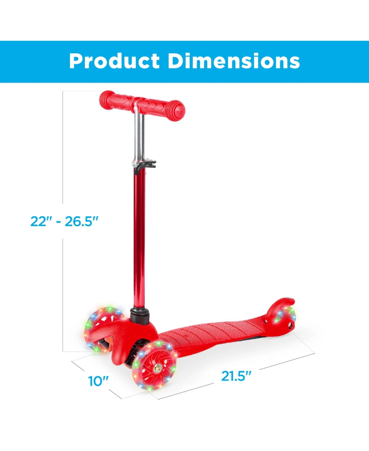 Best Choice Products Kids Mini Kick Scooter Toy w/ Light-Up Wheels and Height Adjustable T-Bar