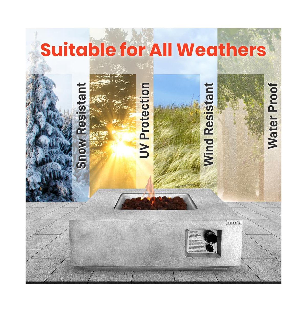 SereneLife 40,000 Btu Propane Gas Fire Pit Table with Cover