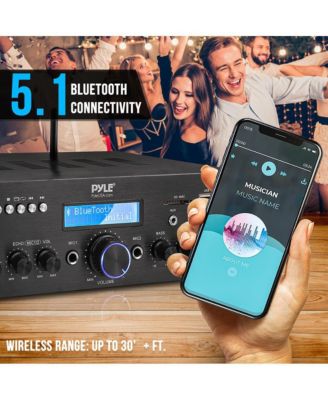 Bluetooth Stereo Amplifier Receiver With UHF Wireless Microphone, MP3/USB/SD/AUX/FM Radio, 200 Watt